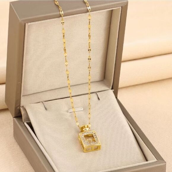 Stainless Steel Perfume Bottle Shape Pendant Necklace - Picture 6 of 6